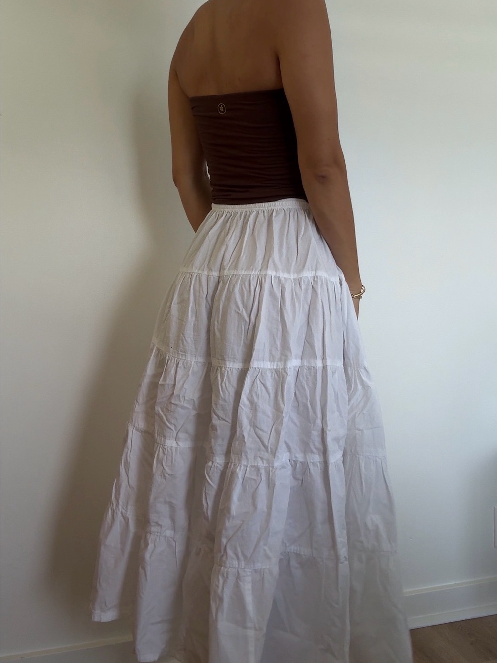 Motel Rocks White Tiered Maxi Skirt - Picture 3 of 4